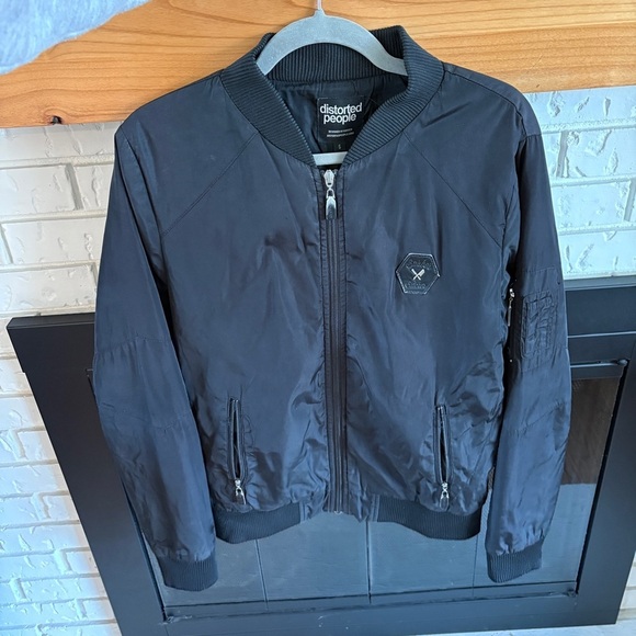 Distorted People Black Bomber Jacket - Picture 1 of 5